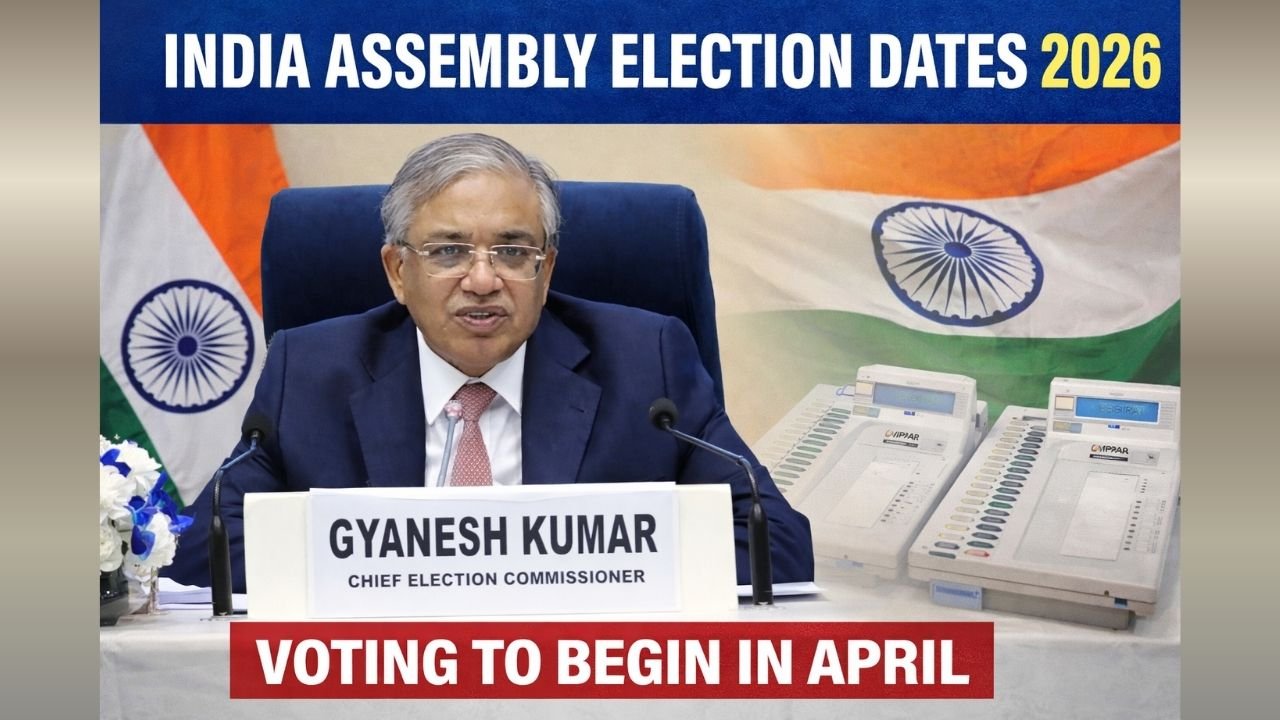 India Assembly Election Dates 2026: Check voting and result dates for West Bengal, Tamil Nadu, Kerala, Assam and Puducherry announced by the Election Commission.
